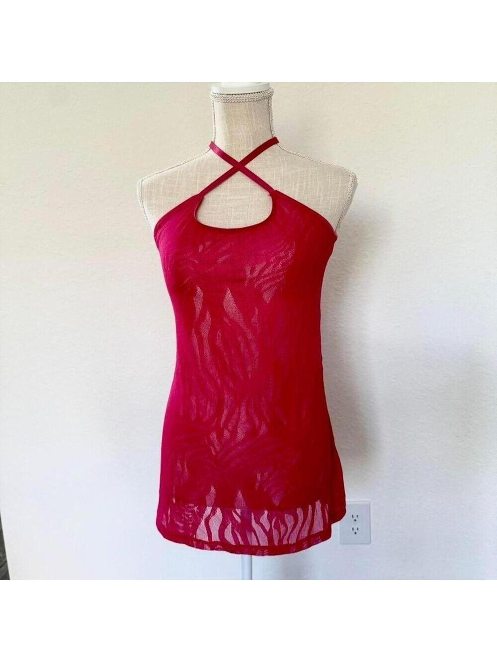 Y2K Charlotte Russe Hot Pink Mesh Slip Dress